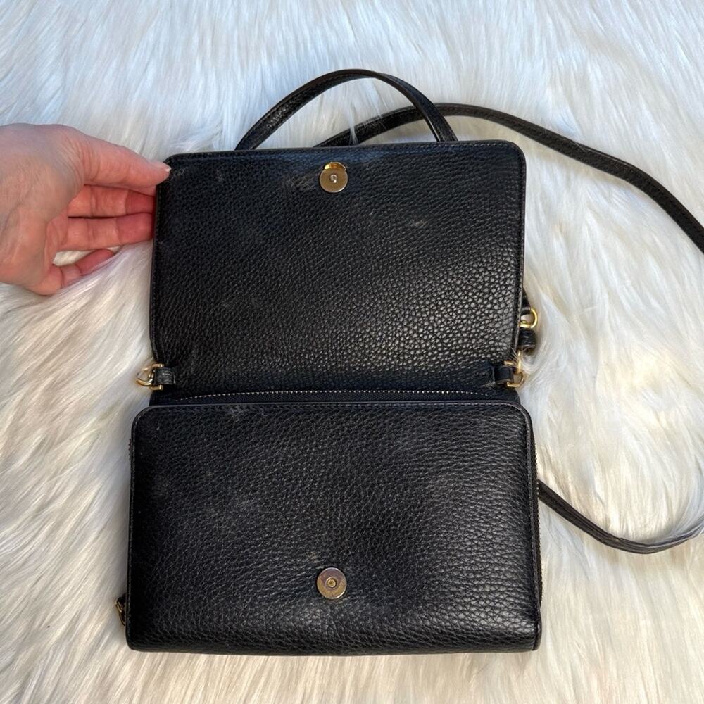 Tory Burch Black McGraw Flat Leather Wallet Crossbody - Picture 7 of 10